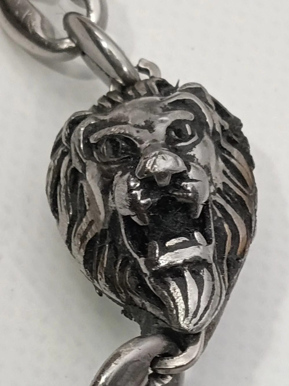 LEO by Dannys Chainz All Stainless Steel Lionhead Link Necklace.